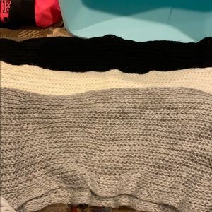 Black, cream and grey infinity scarves